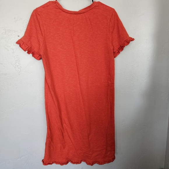 Boden Women's 6L 6 Red Orange Ruffled Knee Length T-shirt Dress Flutter Sleeves - Picture 5 of 6